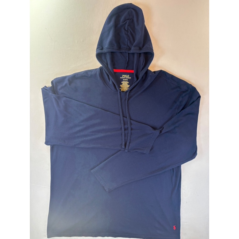 Polo Ralph Lauren Mens XL Navy Blue Pima Cotton Modal Long Sleeve Hoodie T-Shirt
